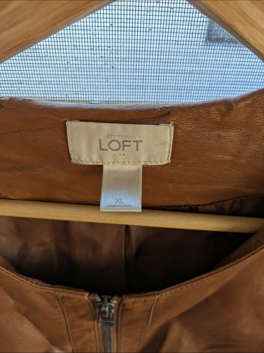 LOFT Cognac Faux Leather Zip Front Jacket - Picture 2 of 5